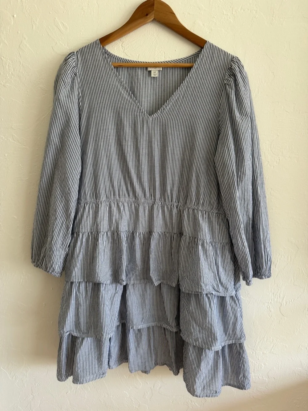 J. Crew Striped Long-Sleeve Tiered Mini Dress Size 12